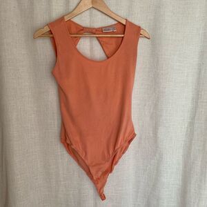 Marilyn Monroe Peach Bodysuit Medium Sleeveless Keyhole Back, Sexy One-Piece
